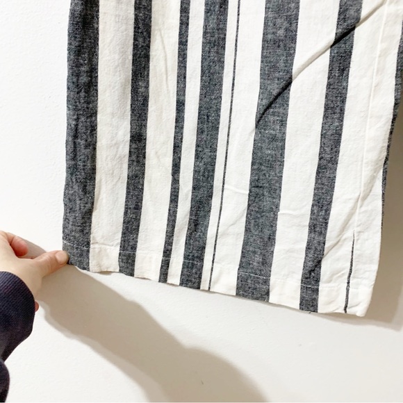 Who What Wear Wide Striped Linen Blend Wide Leg Tie Waist Paper Bag Trousers 🖤🤍 - Picture 7 of 13